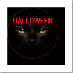 Halloween Black Witch Cat Posters and Art